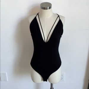 UO Out From Under | Strappy Black Bodysuit | Large